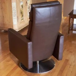 Erpo Fernsehsessel|Sessel Leder Classic Braun Drehteller Metall
