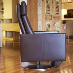 Erpo Fernsehsessel|Sessel Leder Classic Braun Drehteller Metall