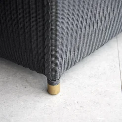 Accente Loungesessel|Sessel Leder Schwarz Fuß Holz Mit Messingabschluss