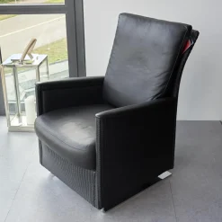 Accente Loungesessel|Sessel Leder Und Stoff Schwarz Gestell Metall Chrom Schwingend