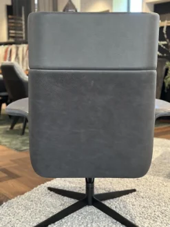 Bielefelder Werkstätten Relaxsessel|Sessel Legend 172 1000 Leder Java Vulcano Grau Kreuzfuß Metall Schwarz Matt Pulverbeschichtet Mit Hocker