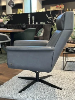 Bielefelder Werkstätten Relaxsessel|Sessel Legend 172 1000 Leder Java Vulcano Grau Kreuzfuß Metall Schwarz Matt Pulverbeschichtet Mit Hocker