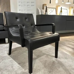 Wittmann Relaxsessel|Sessel Leslie Bezug Leder Nappa Schwarz Gestell Buche Schwarz Gebeizt Mit Armteilen