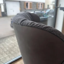 Freifrau Relaxsessel|Sessel Leya Wingback Chair Innen Stoff Shake Walnut Braun Grau Außen Leder Muscat Carbon Braun Grau Mit Hocker