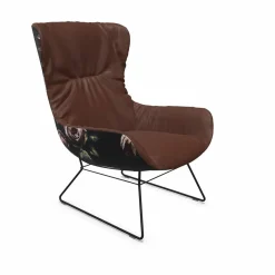 Freifrau Loungesessel|Sessel Leya Wingback Chair Stoff Smart Bougogne Rot Außen Gobelin mit Ottoman