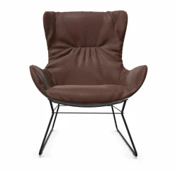 Freifrau Loungesessel|Sessel Leya Wingback Chair Stoff Smart Bougogne Rot Außen Gobelin mit Ottoman