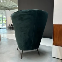 Christine Kröncke Relaxsessel|Sessel Lilou Stoff Allure Velvet Forest 085 Grün Gestell Metall Rauchbraun Mit Rückenkissen