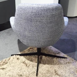 Brune Loungesessel|Sessel Liv 2181 Stoff 3lfm Spring Grau Blau Fußkreuz Stahl Schwarz Matt Pulverbeschichtet Mit Kunststoffgleitern