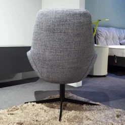 Brune Loungesessel|Sessel Liv 2181 Stoff 3lfm Spring Grau Blau Fußkreuz Stahl Schwarz Matt Pulverbeschichtet Mit Kunststoffgleitern