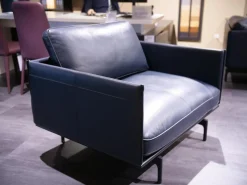 Rolf Benz Loungesessel|Sessel Liv Smart Leder 42 103 Dunkel Schwarz Blau Gestell Aluminium RAL 9017 Verkehrsschwarz Pulverbeschichtet