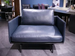 Rolf Benz Loungesessel|Sessel Liv Smart Leder 42 103 Dunkel Schwarz Blau Gestell Aluminium RAL 9017 Verkehrsschwarz Pulverbeschichtet