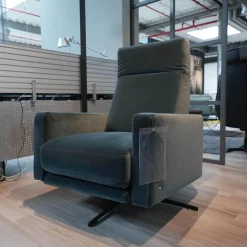 Rolf Benz Fernsehsessel|Sessel L-SE EL 571 Stoff 18.225 Graublau Sternfuß Metall Verkehrsschwarz Inkl. Elektrische Verstellung Mit Akku