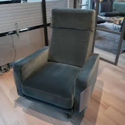 Rolf Benz Fernsehsessel|Sessel L-SE EL 571 Stoff 18.225 Graublau Sternfuß Metall Verkehrsschwarz Inkl. Elektrische Verstellung Mit Akku