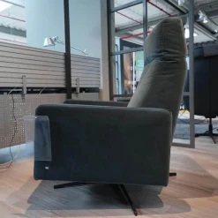 Rolf Benz Fernsehsessel|Sessel L-SE EL 571 Stoff 18.225 Graublau Sternfuß Metall Verkehrsschwarz Inkl. Elektrische Verstellung Mit Akku