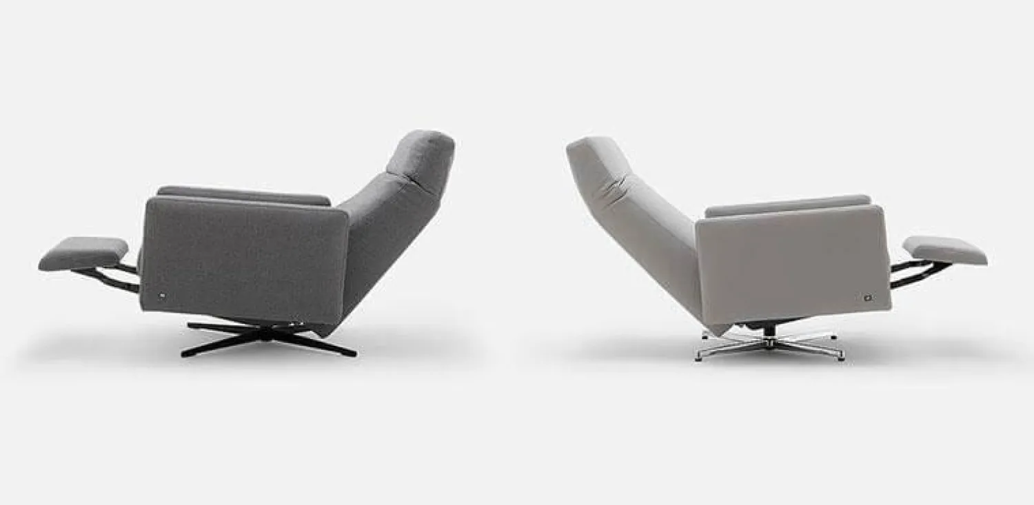 Rolf Benz Fernsehsessel|Sessel L-SE EL 571 Stoff 18.225 Graublau Sternfuß Metall Verkehrsschwarz Inkl. Elektrische Verstellung Mit Akku