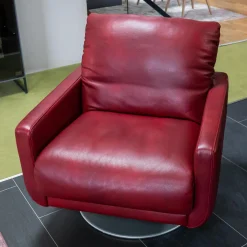 W. Schillig Loungesessel|Sessel Mademoiselle Leder Z75 12 Merlot Rot Fuß Drehteller F19 Matt Inklusive Kopfstützenverstellung