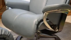 Stressless Relaxsessel|Sessel Magic M Leder Paloma Grau Gestell Signature Schwarz Inklusive Hocker