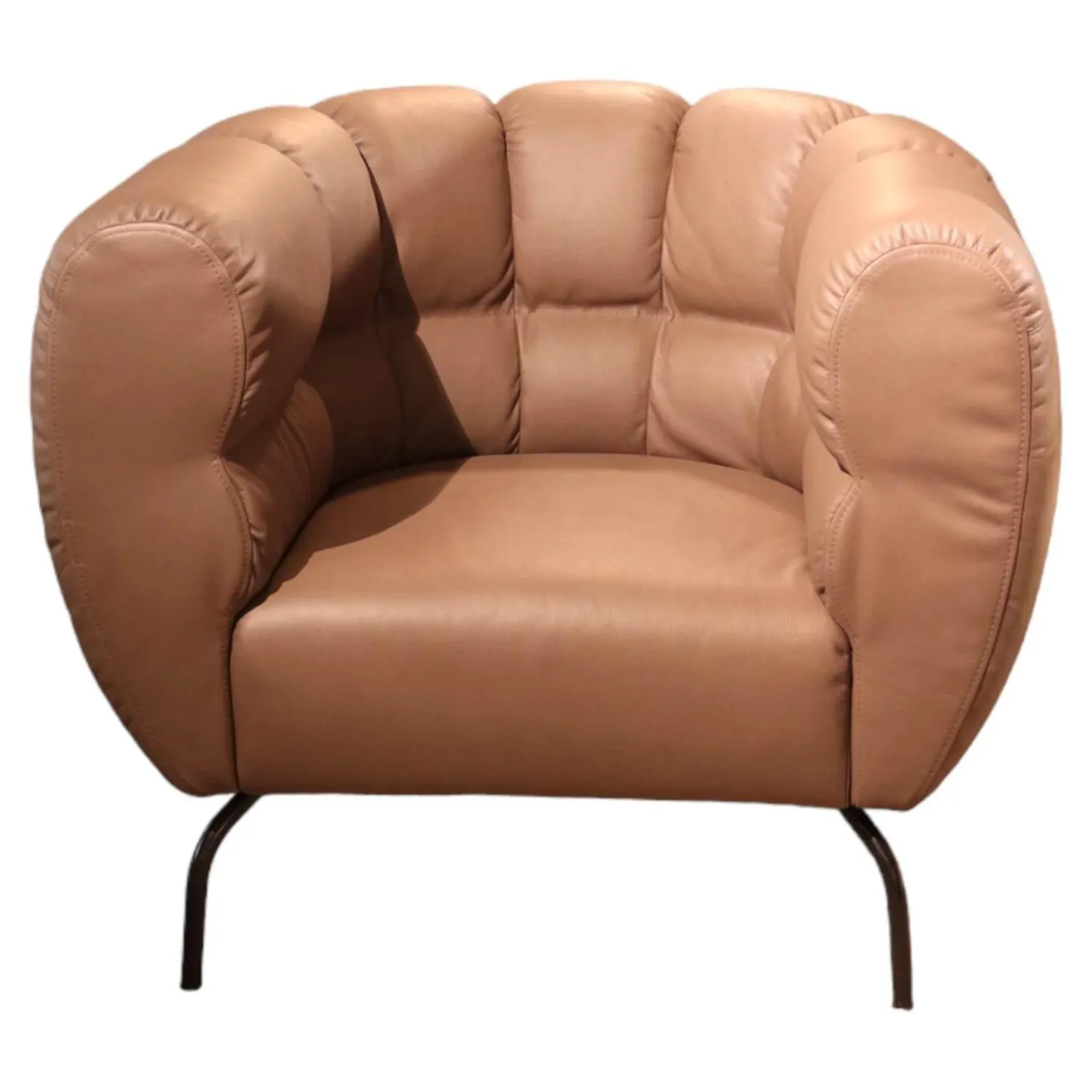 Brühl Loungesessel|Sessel Magnolia Anilinleder 5707 0085 Pearl Braun Grau Fuß Schwarz Pulverbeschichtet