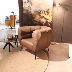 Brühl Loungesessel|Sessel Magnolia Anilinleder 5707 0085 Pearl Braun Grau Fuß Schwarz Pulverbeschichtet