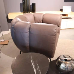 Brühl Loungesessel|Sessel Magnolia Anilinleder 5707 0085 Pearl Braun Grau Fuß Schwarz Pulverbeschichtet