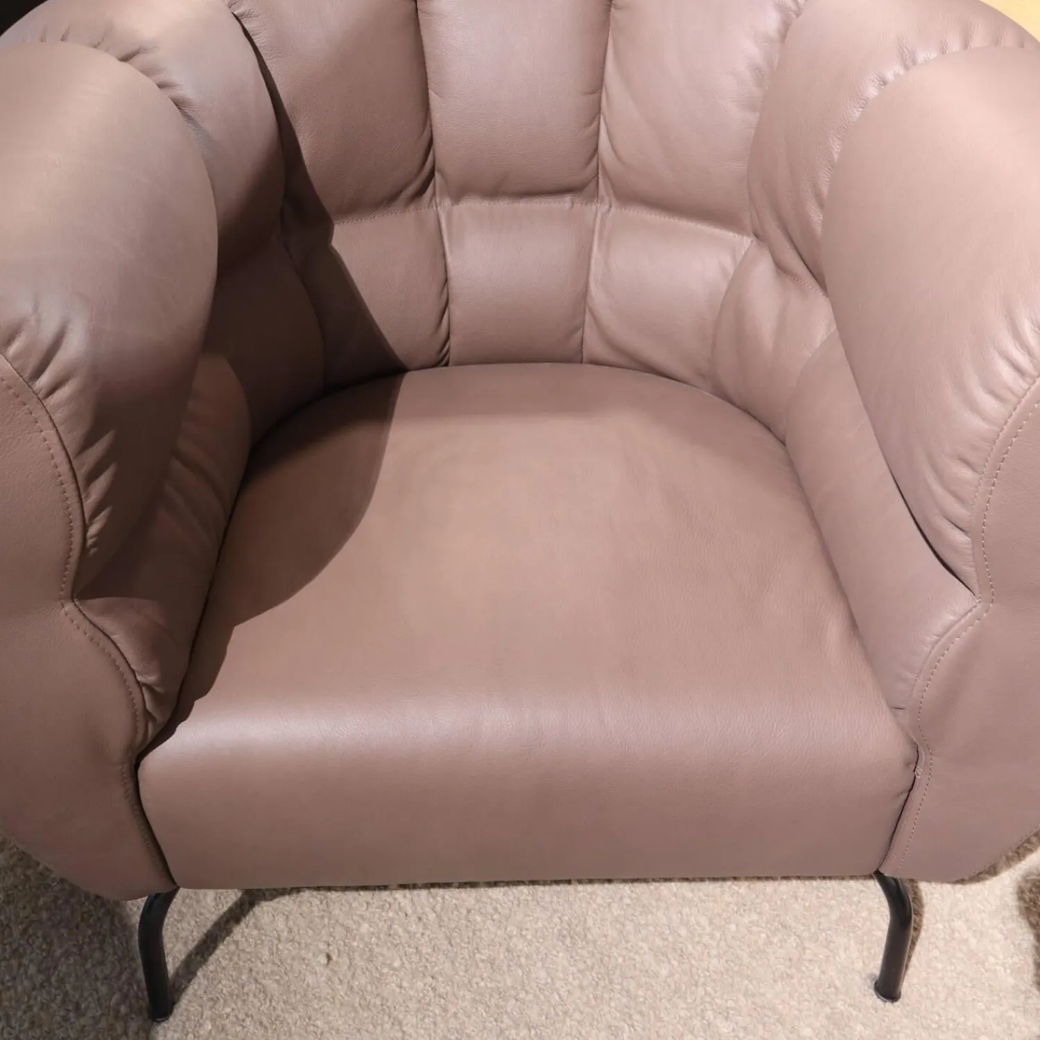 Brühl Loungesessel|Sessel Magnolia Anilinleder 5707 0085 Pearl Braun Grau Fuß Schwarz Pulverbeschichtet
