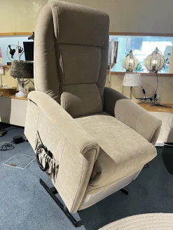 himolla Relaxsessel|Sessel Mainz Stoff Nuvano Schlamm Beige Grau Gestell Motorisch Mit Aufstehhilfe