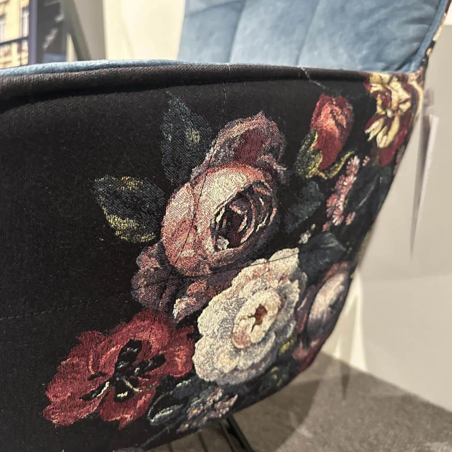 Freifrau Relaxsessel|Sessel Marla Easy Chair High Rücken Stoff Gobelin Eden Blumenmuster Sitz Stoff Smart Arctique 05 Blau Mit Hocker