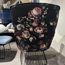 Freifrau Relaxsessel|Sessel Marla Easy Chair High Rücken Stoff Gobelin Eden Blumenmuster Sitz Stoff Smart Arctique 05 Blau Mit Hocker