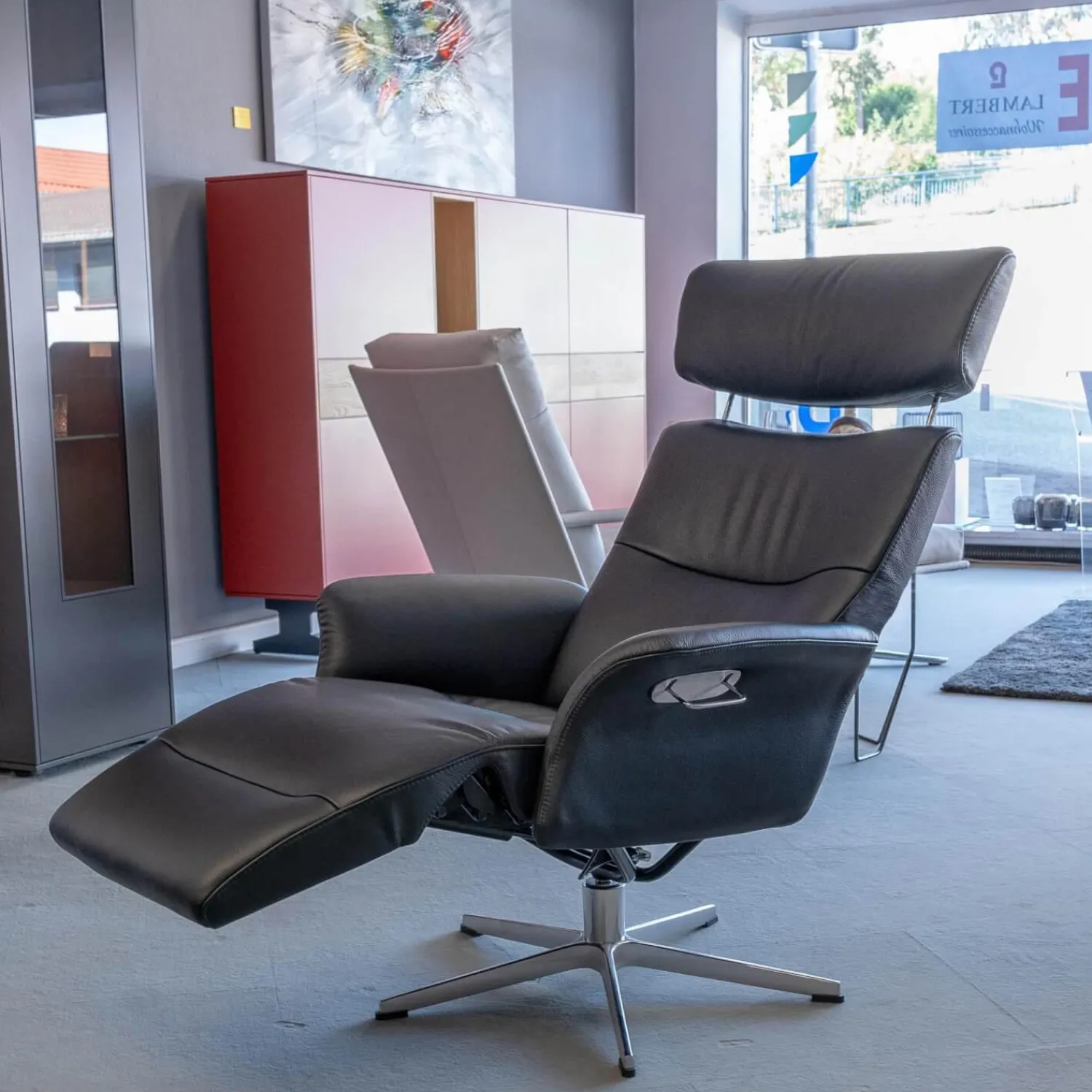 Conform Relaxsessel|Sessel Master Leder Fantasy Schwarz 2514-89 X-Fuß Aluminium