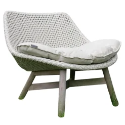 DEDON Loungemöbel|Sessel Mbrace Club Chair Outdoor Geflechtfarbe 140 Sea Salt Weiß-Grau Teakgestell Mit Sitzkissen Stoff Natura Laurel Cremeweiß