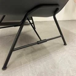 Wittmann Relaxsessel|Sessel Melange Bezug Tekla Slate Keder Nappa Basalt Rückenschale Leder Nappa Basalt Füße Blackgrey