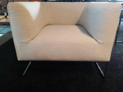 COR Relaxsessel|Sessel Mell Stoff 7068 Wollweiß Kufe Verchromt