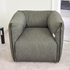MDF Italia Loungesessel|Sessel Mia Bezugsstoff Dune Grau Basis Drehbar Mit Rückholmechanismus