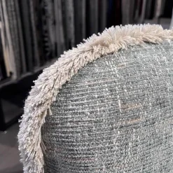 Casamilano Loungesessel|Sessel Mit Fransen Ada Stoff 1611/1 Grau-Blau Fransen Spazzolino Grege Füße Aus ABS