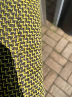 Berg Furniture Relaxsessel|Sessel Mit Hocker Nasa Stoff Grün Gemustert Arm Und Rückenlehne Dunkelgraues Leder