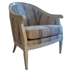 Finkeldei Relaxsessel|Sessel Modell Carlo Bezug beige / gelb / hellbraun Sichtholz Elfenbein Ton