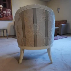 Finkeldei Relaxsessel|Sessel Modell Carlo Bezug beige / gelb / hellbraun Sichtholz Elfenbein Ton