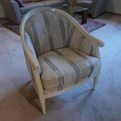 Finkeldei Relaxsessel|Sessel Modell Carlo Bezug beige / gelb / hellbraun Sichtholz Elfenbein Ton