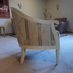 Finkeldei Relaxsessel|Sessel Modell Carlo Bezug beige / gelb / hellbraun Sichtholz Elfenbein Ton