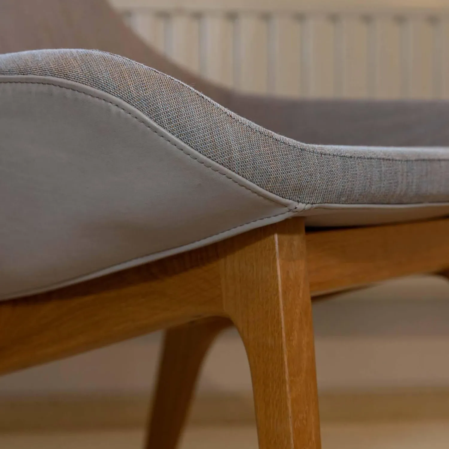 Zeitraum Relaxsessel|Sessel Morph Lounge Eiche Geölt Bezug Leder Jepard 1377 Schlammgrau Stoff Canvas 244