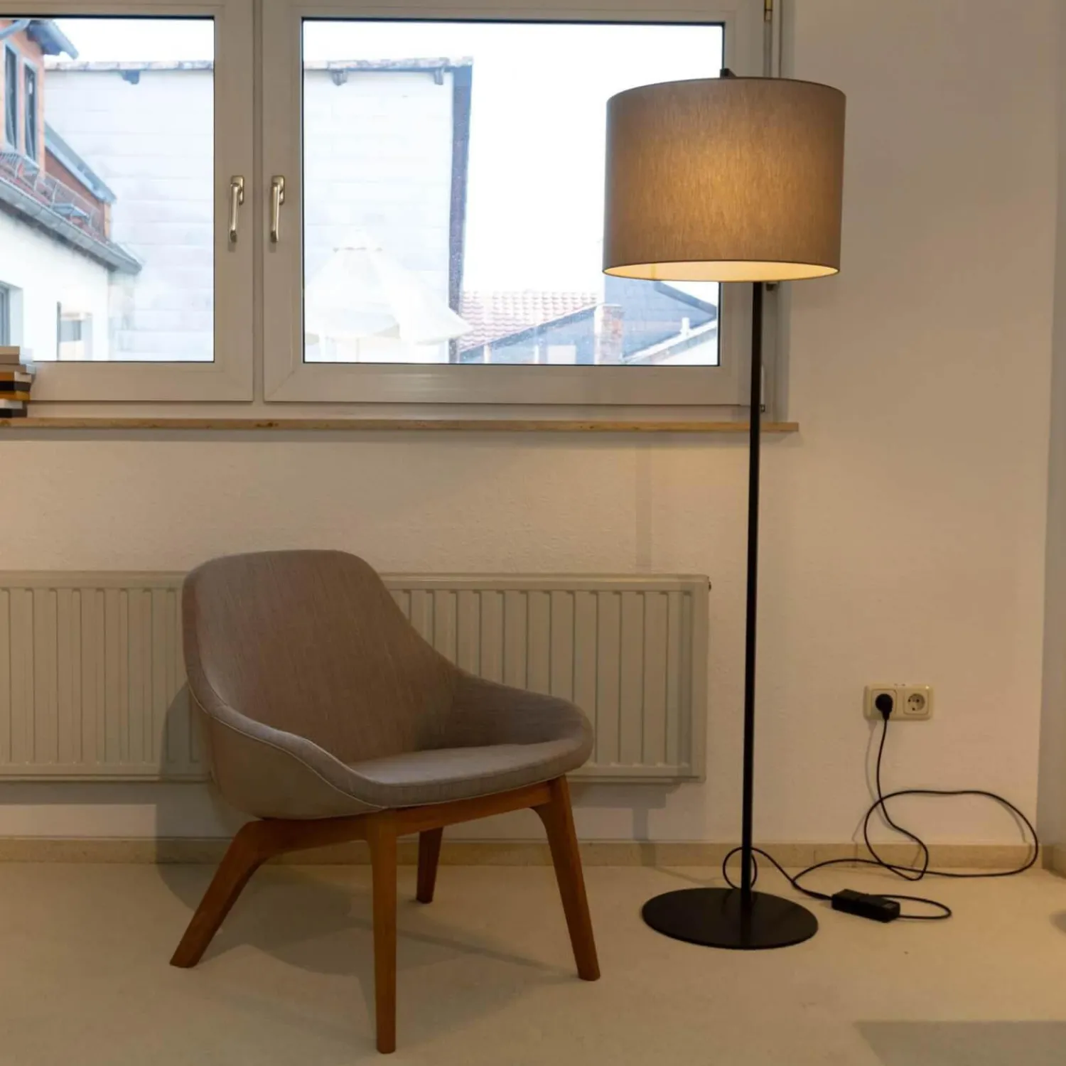 Zeitraum Relaxsessel|Sessel Morph Lounge Eiche Geölt Bezug Leder Jepard 1377 Schlammgrau Stoff Canvas 244