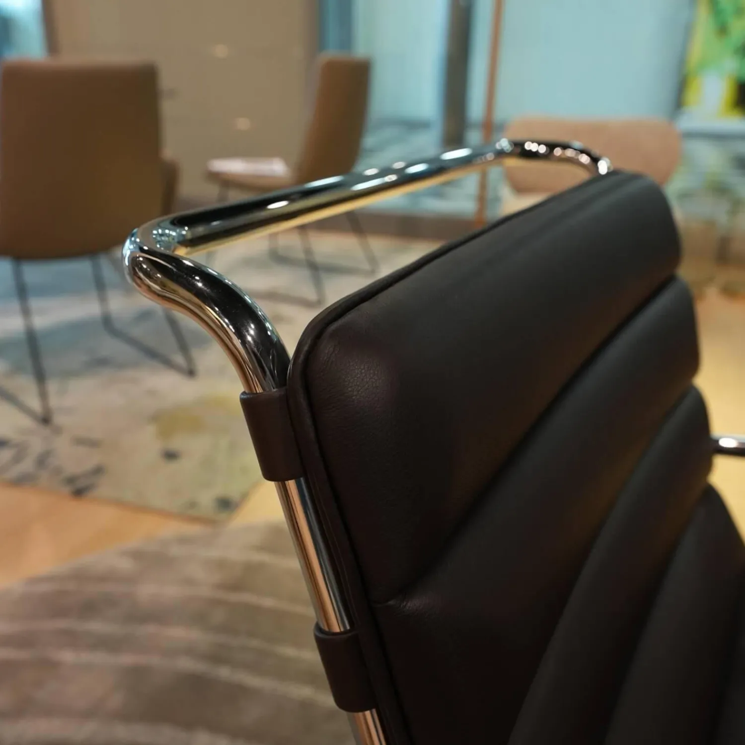 Knoll International Loungesessel|Sessel MR Bauhaus Leder X Bellagio Dark Brown Braun Gestell Chrom Poliert