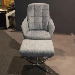 Musterring Relaxsessel|Sessel MR396 Stoff Jab 1 Farbe 16050 Drehgestell Und Sternfuß Chrom Inklusive Hocker