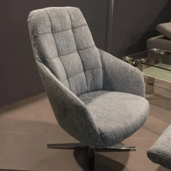 Musterring Relaxsessel|Sessel MR396 Stoff Jab 1 Farbe 16050 Drehgestell Und Sternfuß Chrom Inklusive Hocker