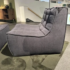 Ethnicraft Relaxsessel|Sessel N701 Bezug Stoff Moss Eco Graphite Grau Rahmen Hoz Inklusive Hocker