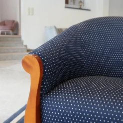 Finkeldei Relaxsessel|Sessel New York Stoff Blau Beige Gestell Kirschbaum Natur