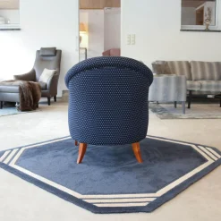 Finkeldei Relaxsessel|Sessel New York Stoff Blau Beige Gestell Kirschbaum Natur