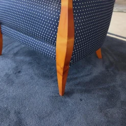 Finkeldei Relaxsessel|Sessel New York Stoff Blau Beige Gestell Kirschbaum Natur