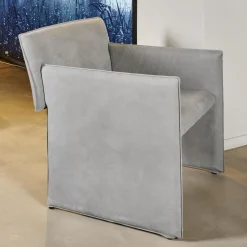 COR Loungesessel|Sessel Noto Nubukleder 682 Elefantgrau Weiche Rollen