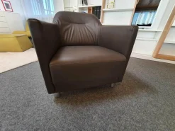 Rolf Benz Relaxsessel|Sessel Onda Leder 36.629 Dunkel Graubraun Füße Aluminium Matt